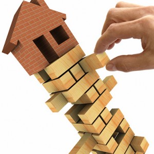 3d Illustration of the housing market recession.